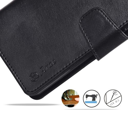  [아마존 핫딜]  [아마존핫딜]Arae Handyhuelle Kompatibel mit Samsung Galaxy A40 Leder Huelle Tasche Flip Cover Schutzhuelle - Schwarz