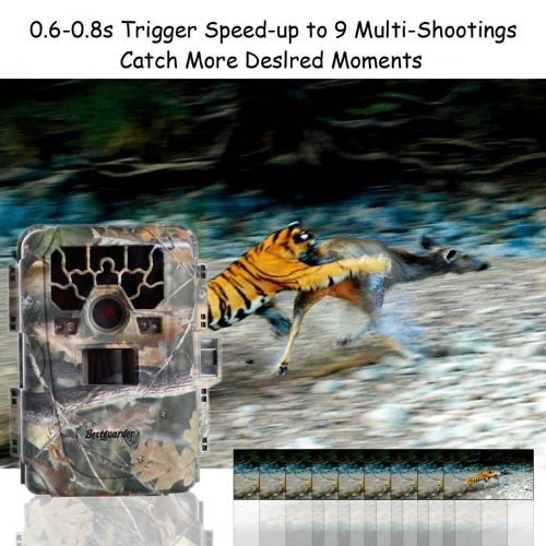  Trail Camera, Bestguarder Game Life Sercurty Wildlife Digital Camera with HD 12 MP 1080P 36PCS IR LEDs Waterproof IP66 detection Range 75ft 2.0 LCD Screen