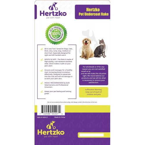  Hertzko Undercoat Dematting CombRake Long Blades with Safety Edges - Great for Cutting and Removing Matted, Tangled, or Knotted Hair