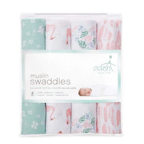  Aden by aden + anais Swaddle Blanket, Muslin Blankets for Girls & Boys, Baby Receiving Swaddles, Ideal Newborn Gifts, Unisex Infant Shower Items, Toddler Gift, Wearable Swaddling S