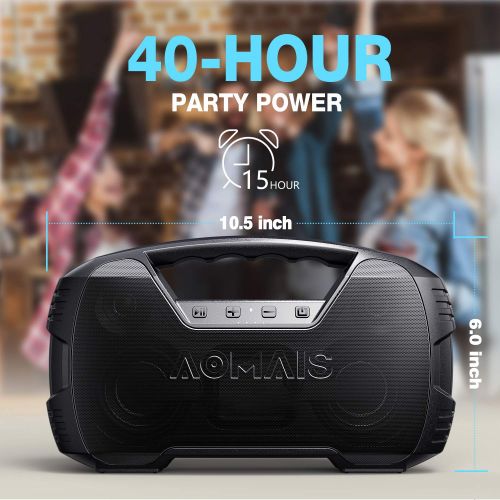  [아마존베스트]Bluetooth Speakers, AOMAIS 40-Hour Playtime Portable Outdoor Wireless Speaker with 10000mAh Battery, 25W Loud Volume & Deeper Bass / IPX7 Waterproof/LED Lights for Party, Pool, Bea