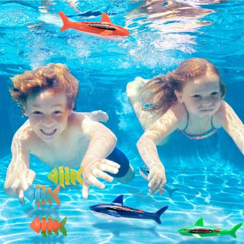  UNEEDE 26PCS Diving Pool Toys Underwater Swimming Pool Toys Including (4) Diving Rings (4) Toypedo Bandits (3) Stringy Octopus (3) Diving Fish and (12) Treasures Gift Set for Kids,