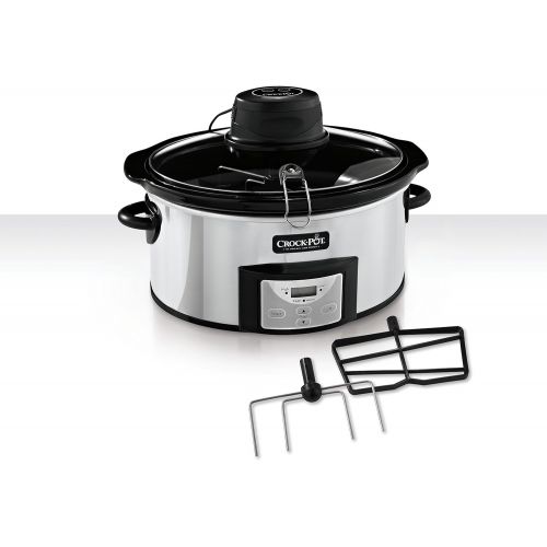 크록팟 Crock-Pot 6Qt Polished Stainless Oval Programmable Digital Slow Cooker wAuto Stir System SCCPVC600AS-P