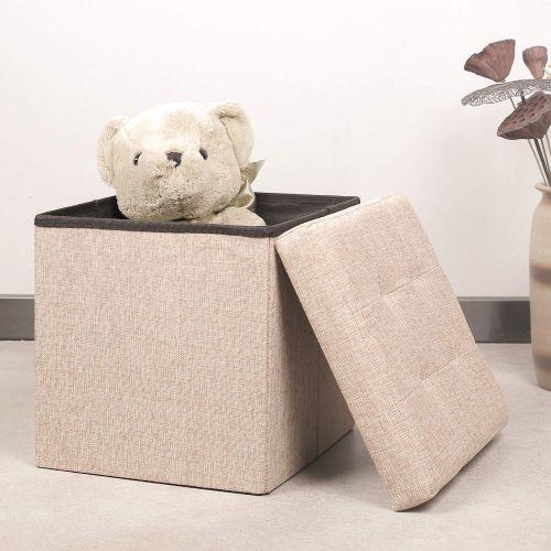  B FSOBEIIALEO Storage Ottoman Small Cube Footrest Stool Seat Faux Leather Toy Chest Brown 12.6X12.6X12.6 (2 Pack)
