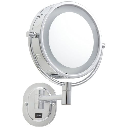  Jerdon HL165CD 8-Inch Lighted Wall Mount Direct Wire Makeup Mirror with 5x Magnification, Chrome Finish