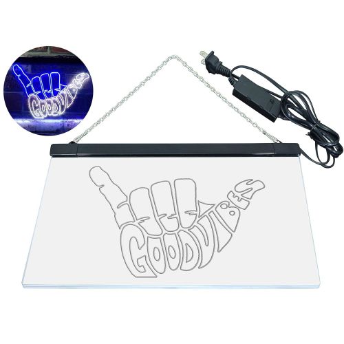  ADVPRO Good Vibes Only Hand Party Decoration Dual Color LED Neon Sign White & Blue 12 x 8.5 st6s32-i1076-wb