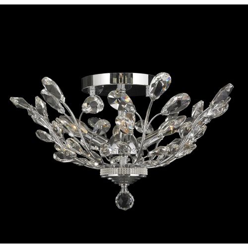  Worldwide Lighting Aspen Collection 4 Light Chrome Finish and Clear Crystal Floral Semi-Flush Mount Ceiling Light 20 D x 11 H Large