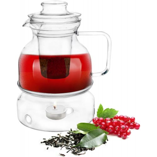  Sendez Teekanne mit Stoevchen und Teesieb 1,5 Liter Teezubereiter Glaskanne Tee-Kanne