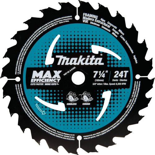  Makita B-61656-10 24T Carbide-Tipped Max Efficiency Circular Saw Blade, Framing, 7-14