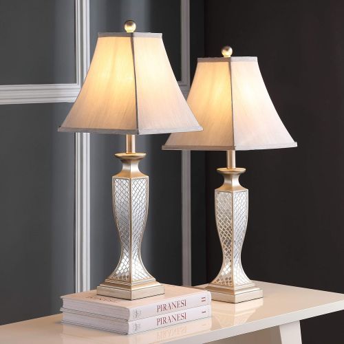  Safavieh Lighting Collection Kailey Silver Glass Lattice 28-inch Table Lamp (Set of 2)