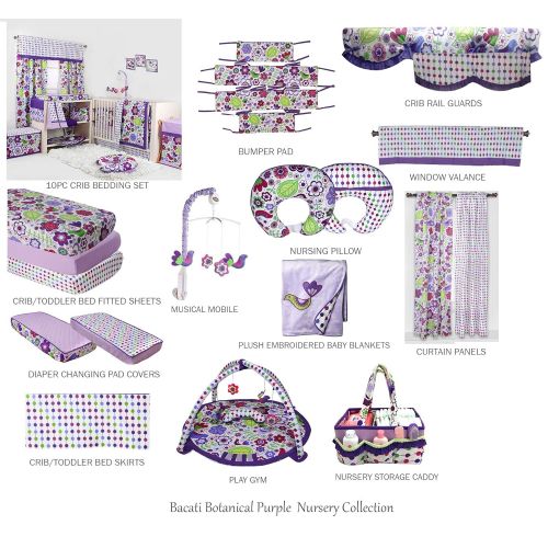  Bacati Botanical Girls Teepee Tent for Kids, Purple