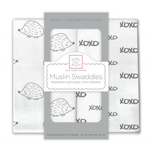  Visit the SwaddleDesigns Store SwaddleDesigns Cotton Muslin Swaddle Blankets, Set of 2, Hogs and Kisses!
