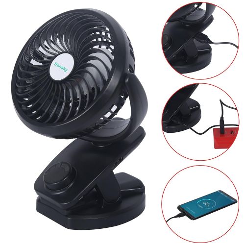  Honsky Quiet, 5000mAh, Battery Operated, 720°Rotation, Clip-on, Rechargeable Small Desk Fan, Portable Personal Electric Fan Stroller, Gym, Car, Office, Home, Outdoor, Travel, Campi