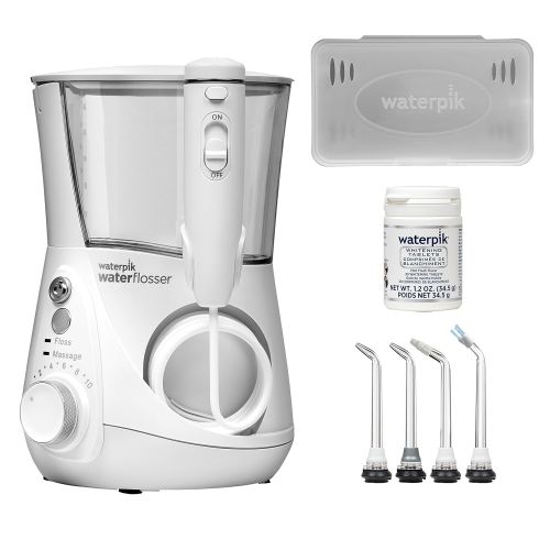 Waterpik Whitening Professional Water Flosser, White (WF-05) Electric Oral Irrigator Flosser Whitens Teeth Gently And Removes Teeth Stains Without Bleach