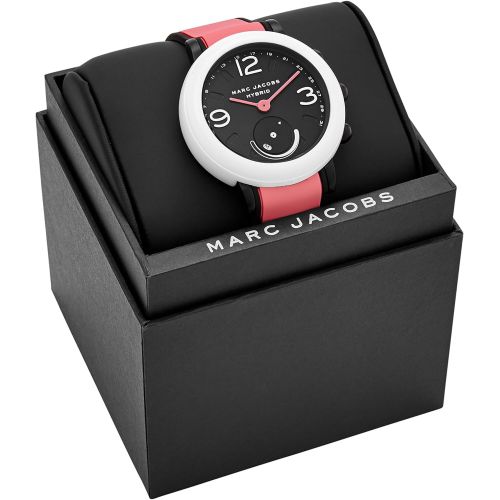마크 제이콥스 Marc+Jacobs Marc Jacobs Womens Riley Aluminum and Rubber Hybrid Smartwatch, Color: Rose Gold-Tone, White (Model: MJT1000)