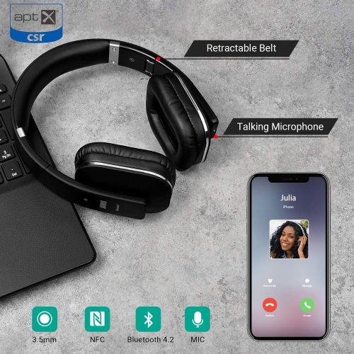  [아마존 핫딜]  [아마존핫딜][2019 Serie]August EP650 - Bluetooth Kopfhoerer v4.2 NFC mit aptX Low Latency - Kabellose Stereo Over-Ear Headphones mit August Audio App und 15h Akku (schwarz)