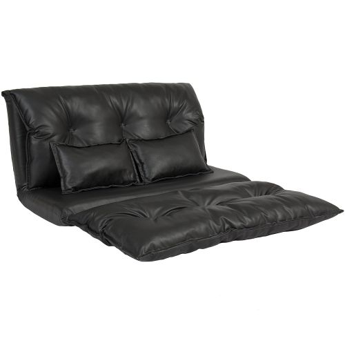  BEST CHOICE PRODUCTS Best Choice Products Faux Leather Folding Chaise Lounge Sofa Video Gaming Chair Floor Couch - Black