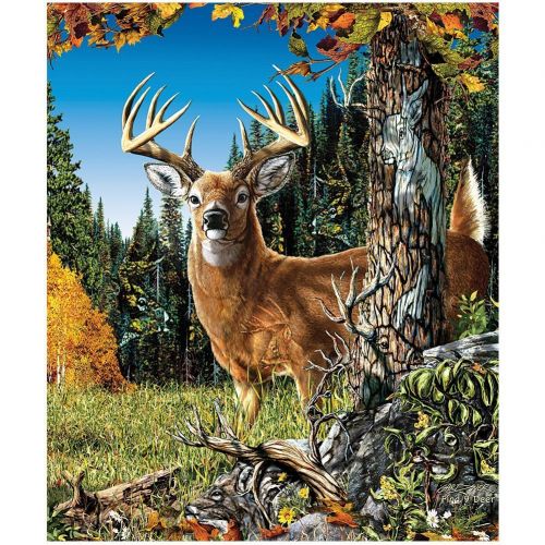  Royal plush Royal Plush Extra Heavy Queen Size Mink Blanket - Deer in the Meadow (79 x 85)