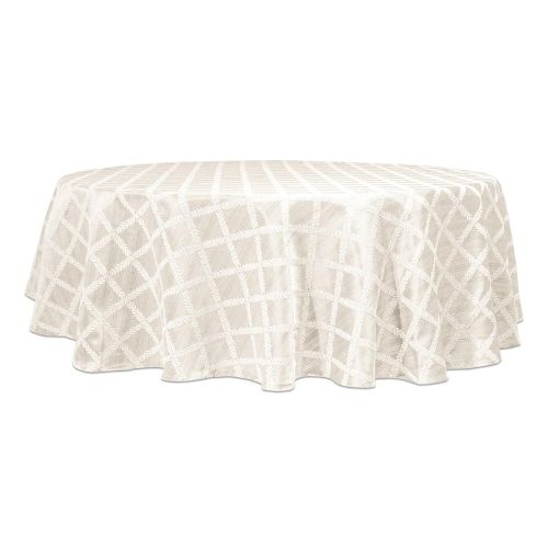 레녹스 Lenox Laurel Leaf 90 Round Tablecloth, White