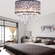 LightInTheBox Elegant Transparent Crystal Chandelier with 4 Lights, Drum Flush Mount Modern Ceiling Light Fixture for Bedroom, Living Room Bulb Not Included