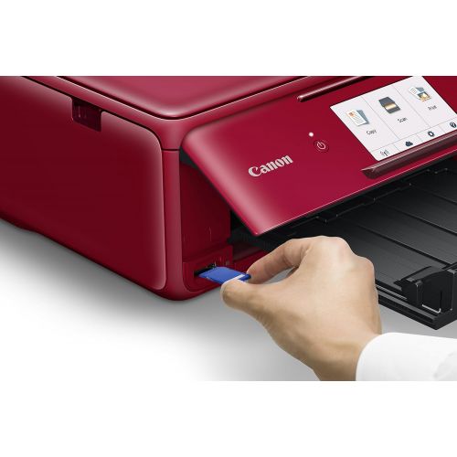 캐논 Canon Office Products 2230C042 TS8120 Wireless All-in-One Printer with Scanner and Copier: Mobile and Tablet Printing, with Airprint(TM) and Google Cloud Print Compatible, Red