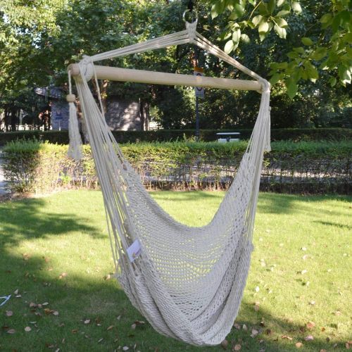  BenefitUSA B311 Hanging Swing Cotton XLarge Rope Solid Wood Spreader Bar Hold Up to 260Lbs Hammock Chair