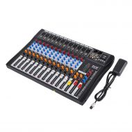 VEVOR 12 Channel Audio Mixer with 48V Phantom Power Mixing Console USB MP3 Audio Sound Mixer for Recording DJ Stage Karaoke Music Appreciation
