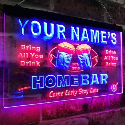  Advertising lighting ADVPRO Personalized Your Name Custom Home Bar Beer Est. Year Dual Color LED Neon Sign Red & Blue 12 x 8.5 Inches st6s32-p-tm-rb