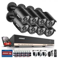 ANNKE 8-Channel 720P Video Security System DVR with 1TB Hard Drive and (8) Bullet Cameras with IR Night Vision LEDs and IP66 Weatherproof Metal Housing