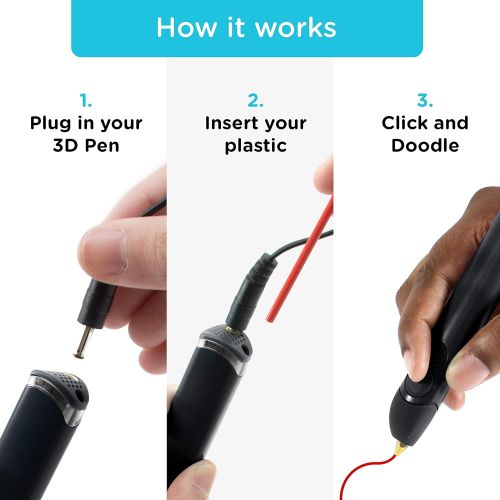  3Doodler Create+ 3D Pen Set with 75 Filaments (600 of Extruded Plastic), Quartz Grey, 2018 Model (Us-Plug)