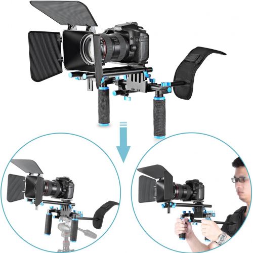 니워 Neewer DSLR Movie Video Making Rig Set System Kit for Camcorder or DSLR Camera Such as Canon Nikon Sony Pentax Fujifilm Panasonic,Include:(1) Shoulder Mount+(1) 15mm Rail Rod Syste