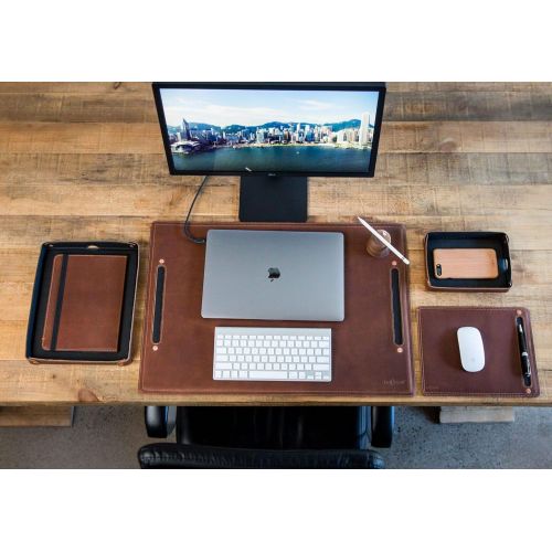  Pad & Quill Large Leather Desk Pad | Full Grain Leather Desk Protector & Desk Blotter (Chestnut)