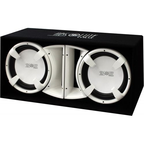  Absolute USA FBD12WI 3000 Watts Bass Box Dual 12-Inch Subwoofer Enclosure Box (White)