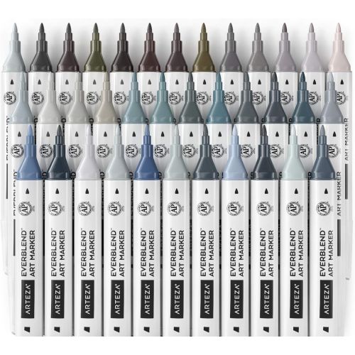  [아마존 핫딜] [아마존핫딜]ARTEZA Everblend Gray Tone Art Markers, Set of 36 Colors, Alcohol Based Sketch Markers with Dual Tips (Fine and Broad Chisel) for Painting, Coloring, Sketching and Drawing