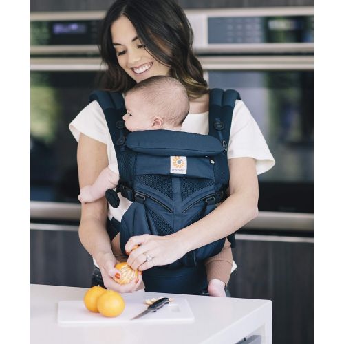 에르고베이비 Ergobaby Omni 360 Cool Air Mesh All-in-One Ergonomic Baby Carrier, All Carry Positions, Newborn to Toddler, ICY Mint