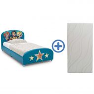 Delta Children Upholstered Twin Bed & 6-Inch Memory Foam Twin Mattress, DC Super Hero Girls