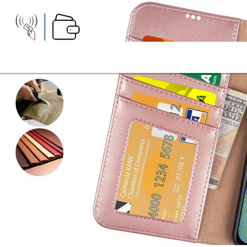  [아마존 핫딜]  [아마존핫딜]Arae Handyhuelle Kompatibel mit Samsung Galaxy A40 Leder Huelle Tasche Flip Cover Schutzhuelle - Rosegold