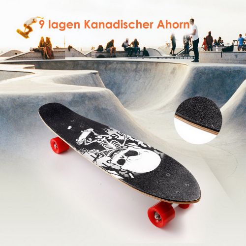  WeSkate Mini Cruiser Board 71cm Retro Komplettboard Vintage Skateboard mit Holz Deck aus 9-lagigem kanadischem Ahornholz fuer Erwachsene Kinder Jungen Maedchen