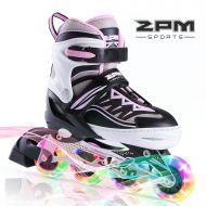2PM SPORTS Cytia Pink Girls Adjustable Illuminating Inline Skates with Light up Wheels, Fun Flashing Rollerblades for Kids