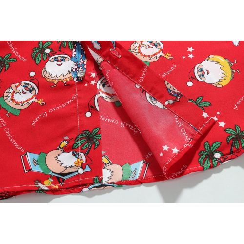  SSLR Mens Tropical Party Santa Claus Casual Hawaiian Ugly Christmas Shirt
