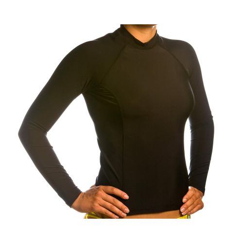  The Beach Depot Beach Depot Womens Black Long Sleeve Rash Guard SPF 50+ Swim Shirt