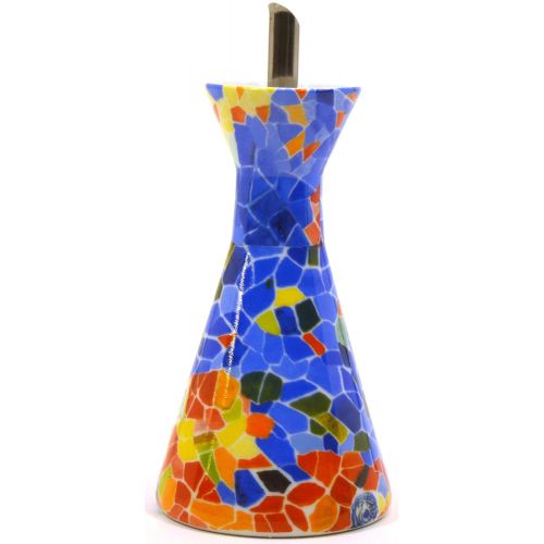  ART ESCUDELLERS Porcelain Oil/Vinegar Bottle Decorated in TRENCADIS Gaud Style. (Colour Aurora). 2.56 x 2.56 x .71