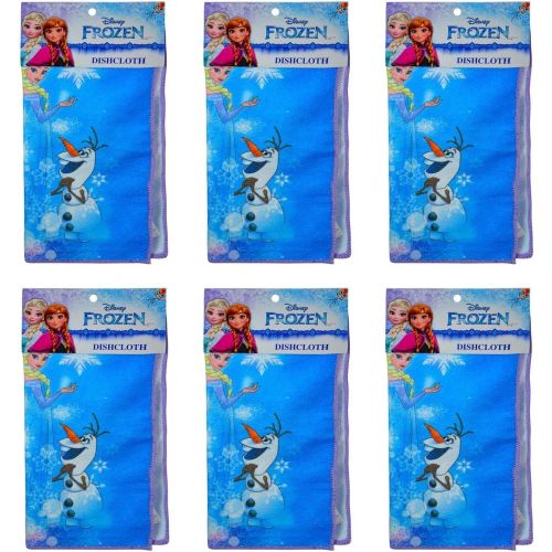 디즈니 6-Pack Disney Frozen Microfiber 12x12 Dishcloths/Washcloths, Elsa, Olaf