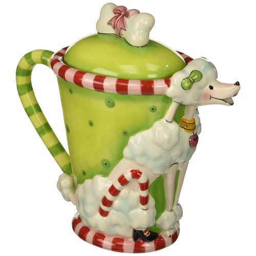  ATD 8.75 Inch Holiday ThemedRuby the Poodle Teapot with Striped Handle