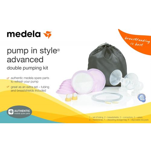 메델라 Medela Pump in Style Advanced Double Pumping Kit with Authentic Medela Spare Parts, Includes Breast Shields, Connectors, and Accessory Bag, Made Without BPA
