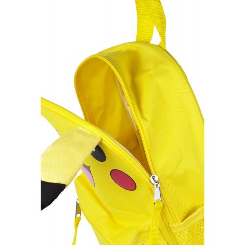 포켓몬 Pokemon Big Boys Plush Pikachu 16 Backpack with Wired Ears, Yellow - Back to School, Anime Character, Front Pocket, Locker Loop, 16 Inches