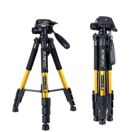  BONFOTO Q111 55 Travel Camera Tripod 4s Stand with 3-Way and Phone Holder Mount for Projector Gopro Tablet Smartphones YouTube Live Broadcast and DSLR EOS Canon Nikon Sony Samsung(