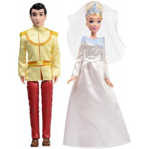 디즈니 Disney Princess Cinderella and Prince Charming, 2 Fashion Dolls from Cinderella Movie, Doll in Wedding Dress, Tiara, and Shoes, Toy for 3 Year Olds and Up