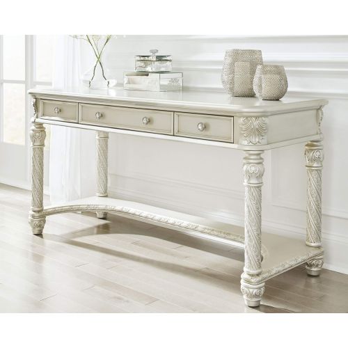  Signature Design by Ashley B750-22 Cassimore Vanities, 59.50 W x 23.88 D x 30.13 H, Pearl Silver
