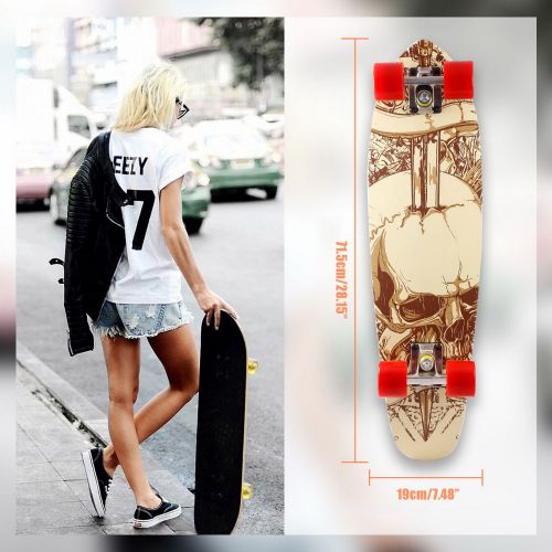  WeSkate Mini Cruiser Board 71cm Retro Komplettboard Vintage Skateboard mit Holz Deck aus 9-lagigem kanadischem Ahornholz fuer Erwachsene Kinder Jungen Madchen